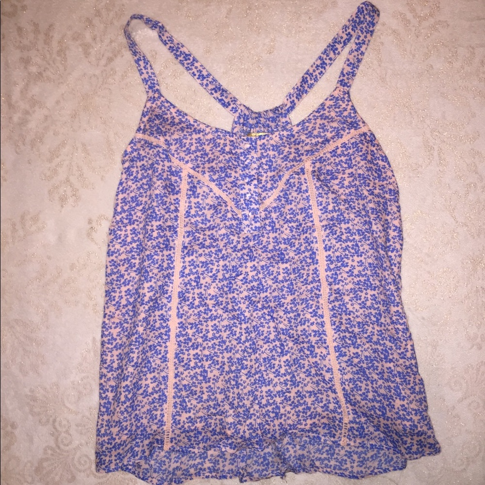 Floral Blue and Pink Tank Top